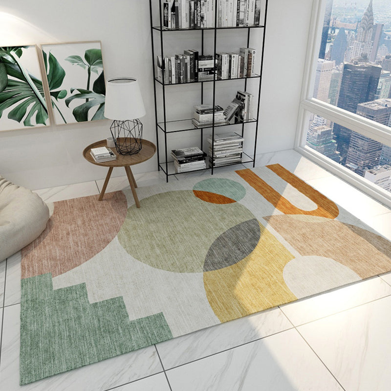 Multicolor Study Rug Modernist Colorblock Rug Polyester Washable Anti-Slip Backing Pet Friendly Carpet