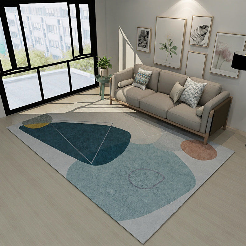 Contemporary Colorblock Rug Multicolor Polyester Rug Non-Slip Pet Friendly Washable Carpet for Living Room