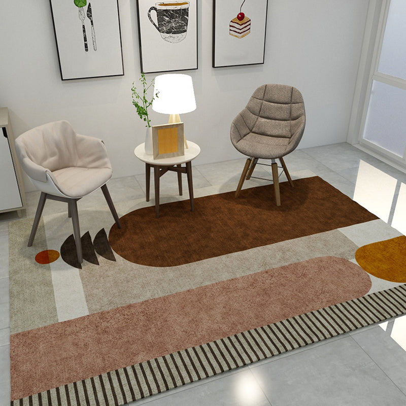 Zeitgenössischer Farbblöcke Teppich Multicoly Polyester Teppich nicht rutschtierfreundlich waschbarer Teppich für Wohnzimmer