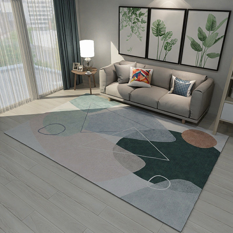 Simple Colorblock Rug Multicolor Modernist Rug Polyester Pet Friendly Washable Non-Slip Area Rug for Living Room