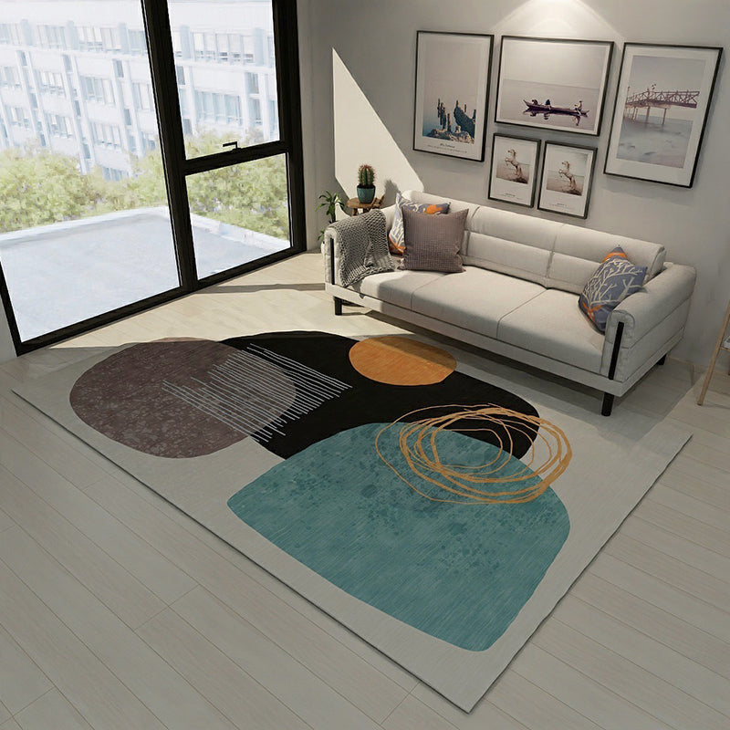 Simple Colorblock Rug Multicolor Modernist Rug Polyester Pet Friendly Washable Non-Slip Area Rug for Living Room