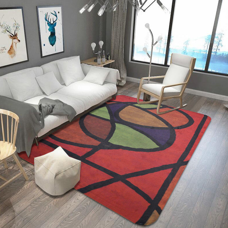 Multicolor Colorblock Rug Polyester Modern Rug Pet Friendly Washable Non-Slip Area Rug for Bedroom