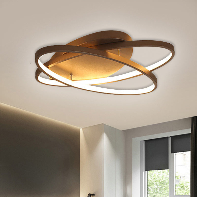 Ovale metalen plafondverlichting Moderne zwarte en gouden LED-inbouwlamp voor woonkamer