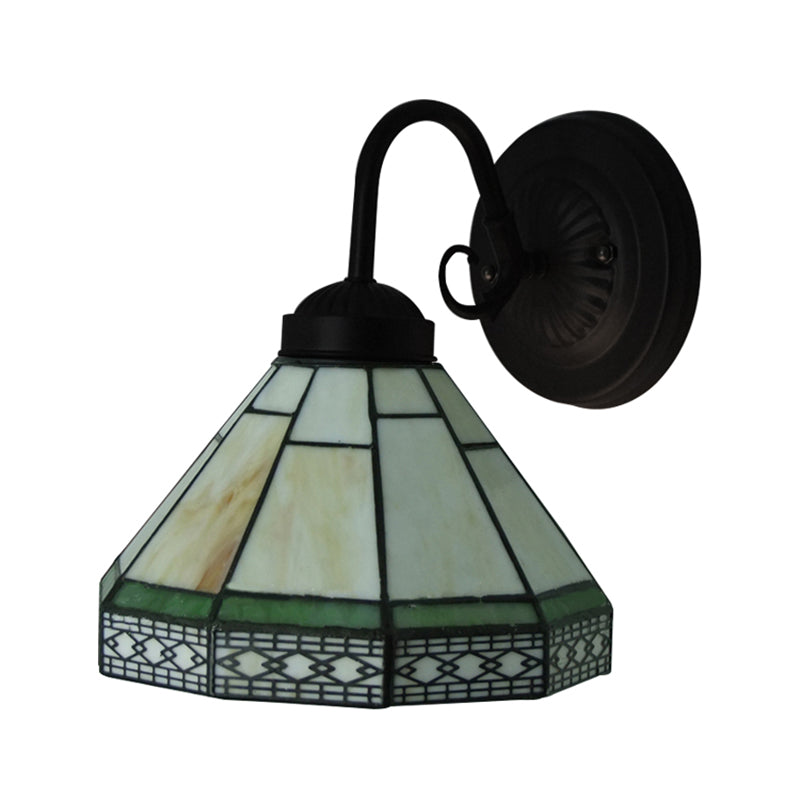 Geometric Wall Sconce Lighting Traditional 1 Light Stained Glass Wall Light for Dining Room