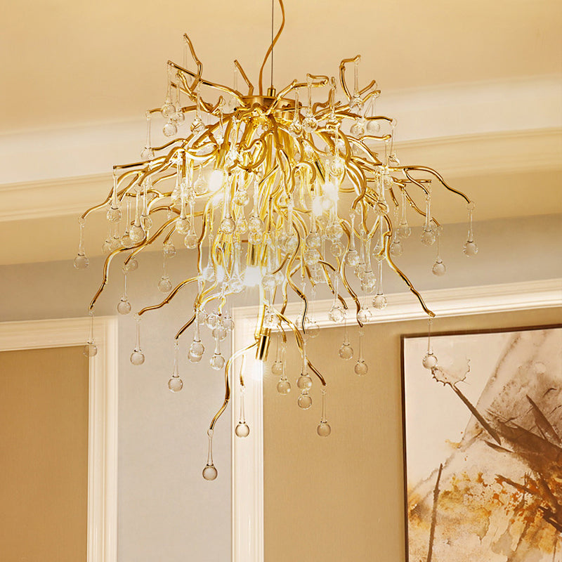 23,5 "/31,5" W Clean Crystal goutte de pluie suspendue Chandelier Rustique 8/10 LIGRES GO GOLD PLACE POUR LE SOIR