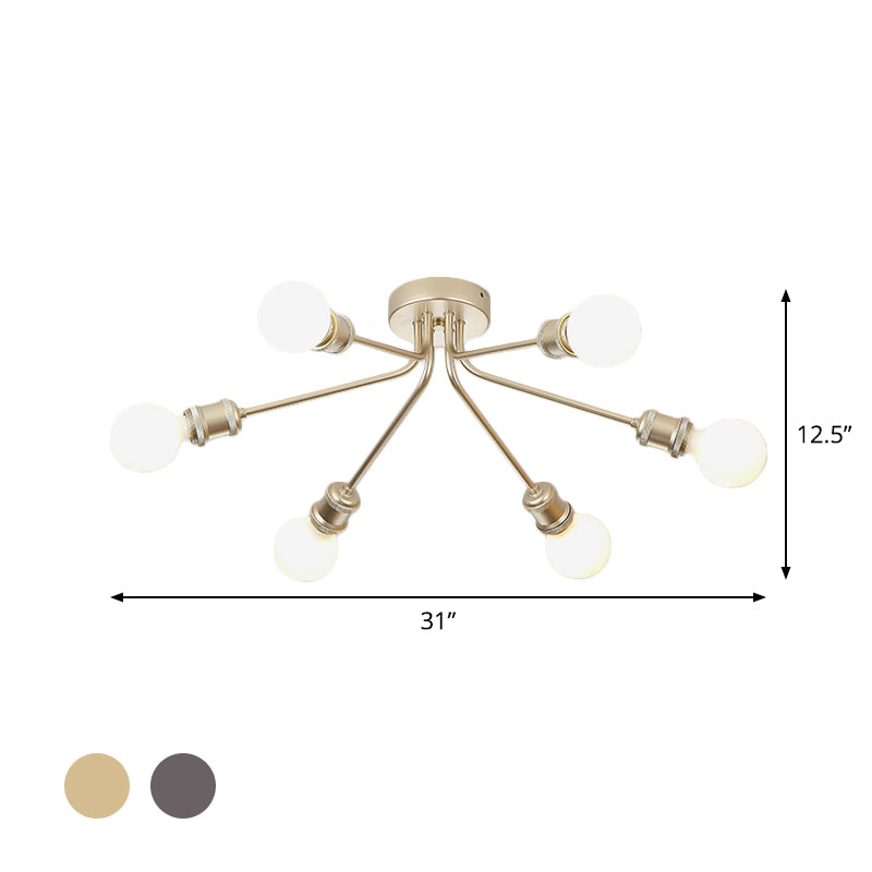 Eleganter Stil halb Flush Deckenleuchte schlanke lineare metallische Deckenlampe für Kinderschlafzimmer