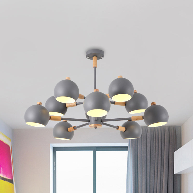 Globe Shade Woonkamer Kroonluchter metaal Multi-hoofd Noordse hangerverlichting in groen/grijs/wit