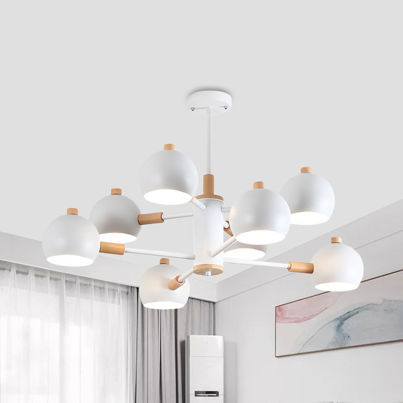 Globe Shade Woonkamer Kroonluchter metaal Multi-hoofd Noordse hangerverlichting in groen/grijs/wit
