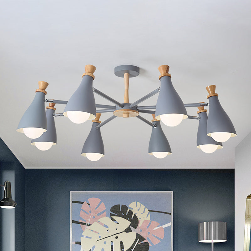 Woonkamer halve fles kroonluchter 6/8 koppen metaal macaron loft snoep gekleurd hanglamp in grijs/wit