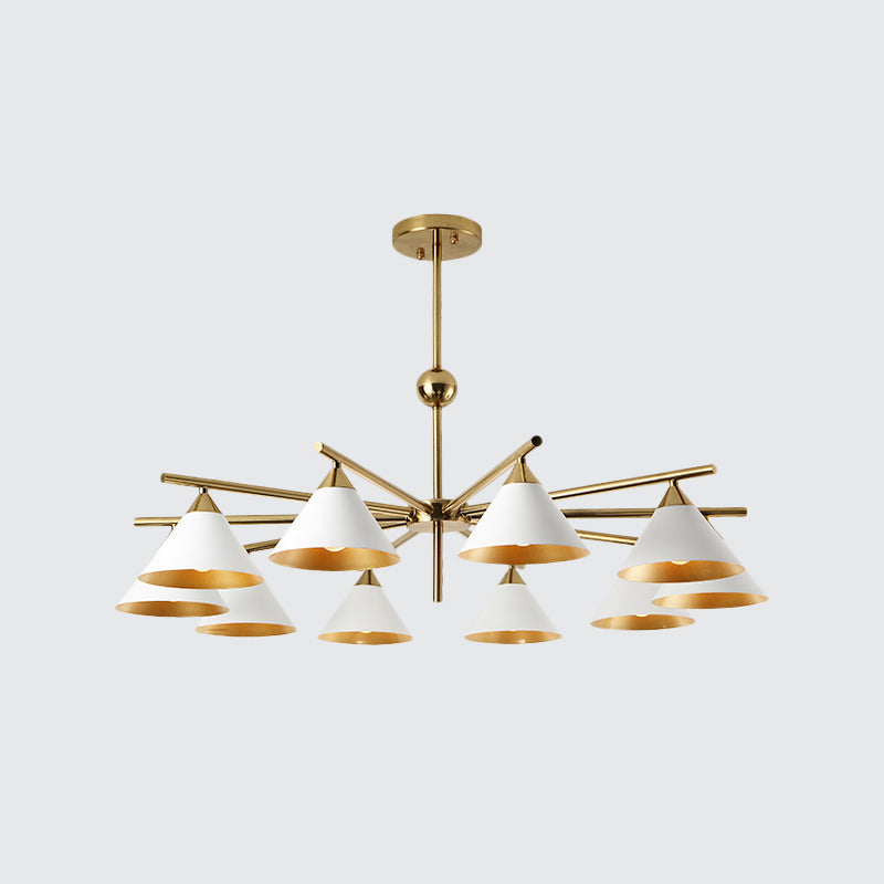 Weißer Pyramidenschatten Anhänger Licht zeitgenössischer metallischer Kronleuchter für Wohnzimmer