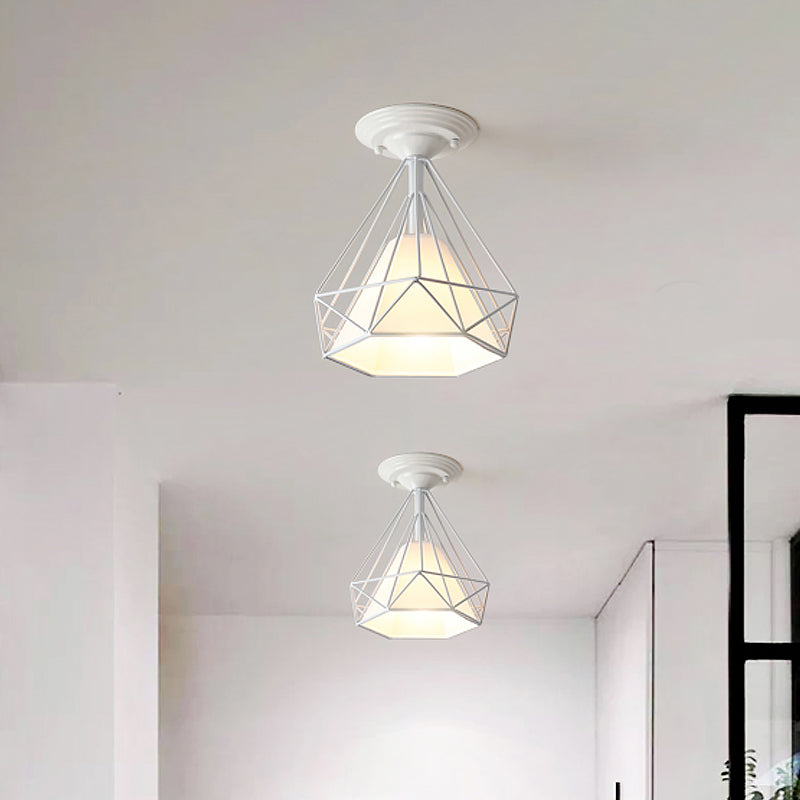 Fil de diamant moderne Ceiling Lamp 1 Light Iron Glass Ceiling Mount Light for Corridor Room