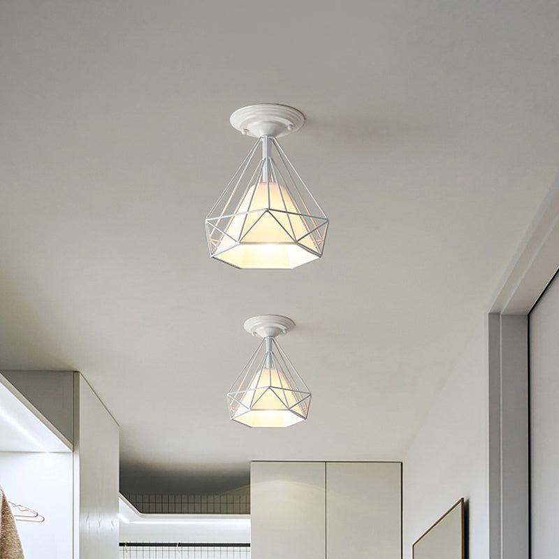 Fil de diamant moderne Ceiling Lamp 1 Light Iron Glass Ceiling Mount Light for Corridor Room