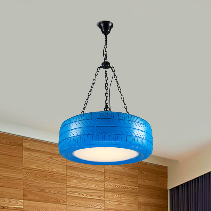 Creative Industrial Hanging Light Car Tire Rubber Chandelier with Hanging Chain for Bar
