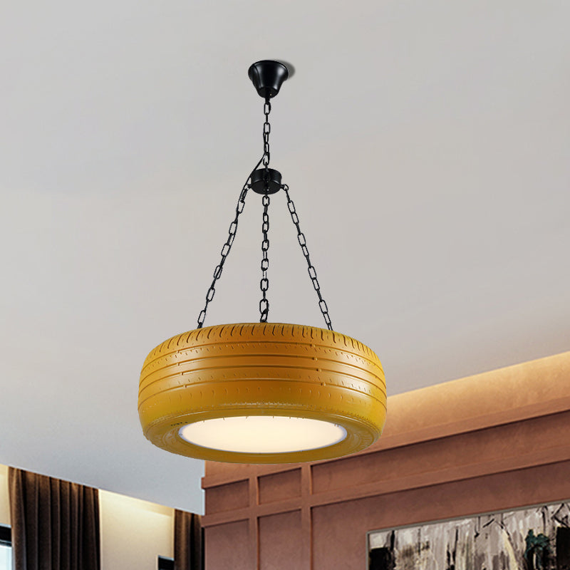 Creative Industrial Hanging Light Car Tire Rubber Chandelier with Hanging Chain for Bar