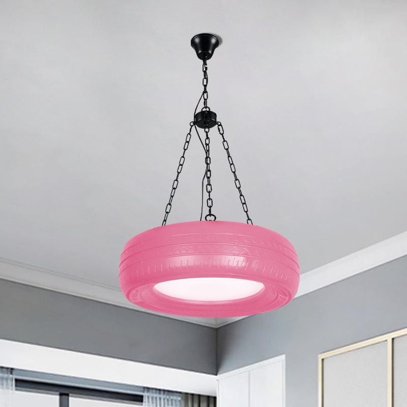 Creative Industrial Hanging Light Car Tire Rubber Chandelier with Hanging Chain for Bar