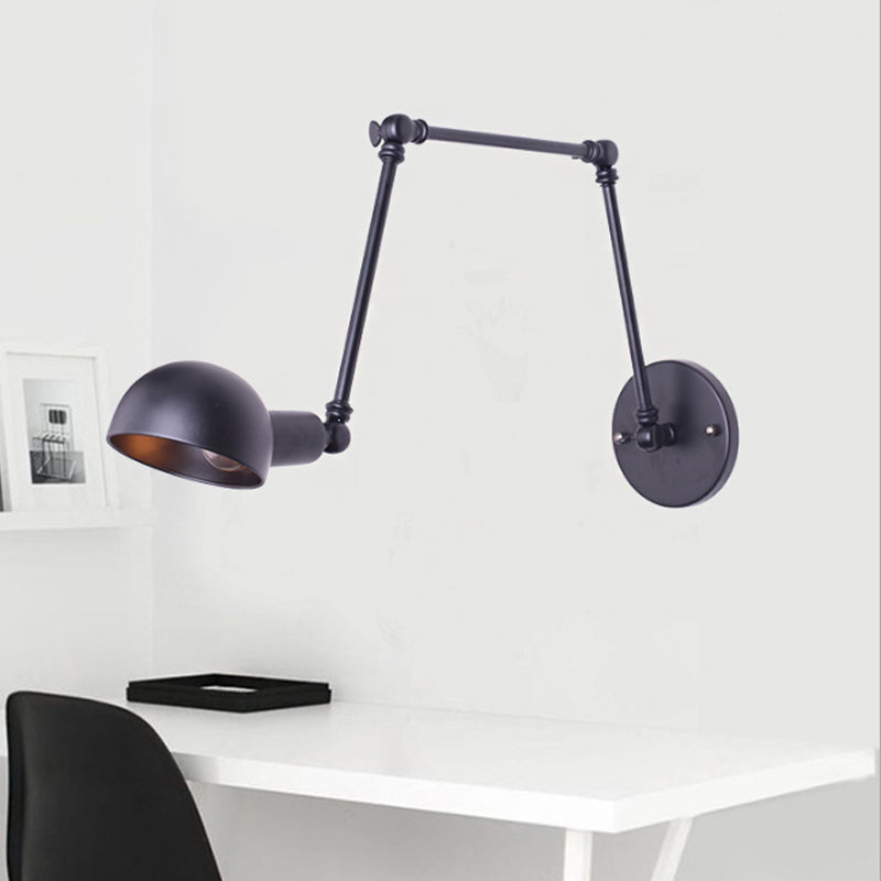 Luce murale della ciotola elegante a loft 1 lampadina la spia di pannelli estensibili metallici con cavo plug-in in nero