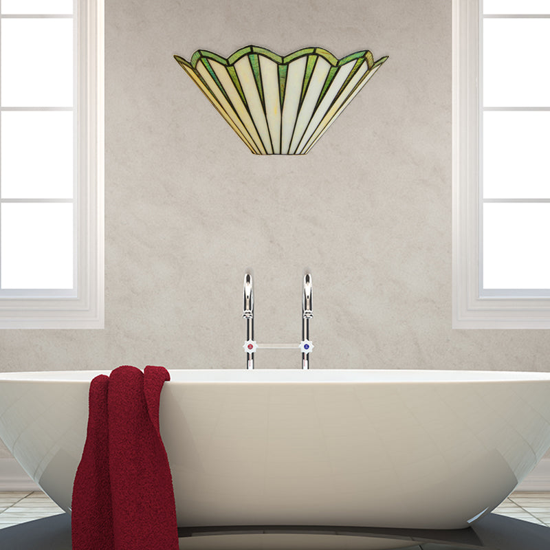 Glass Conical Sconce Light Coffee Shop 1 Light Simple Style Shuttlecock Wall Lamp in Green