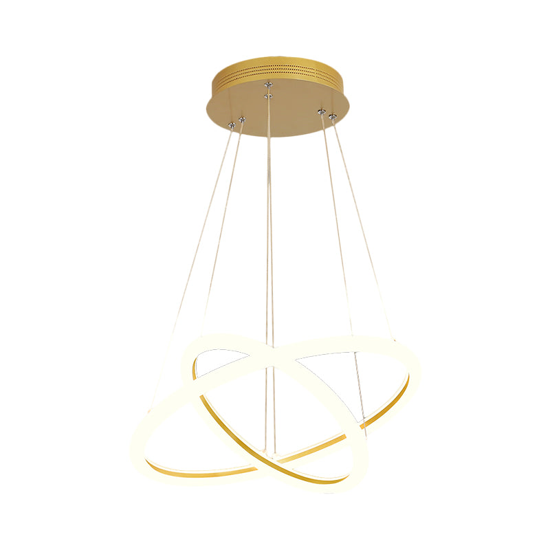 Moderne dubbele ring kroonluchter metallic eetkamer led suspensie verlichting in goud, warm/wit licht