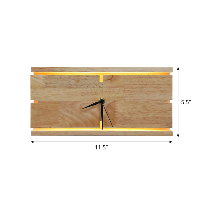 Rectangle/Round Parlor Flush Wall Sconce Acrylic LED Contemporary Wall Mounted Light with Clock Design in Beige