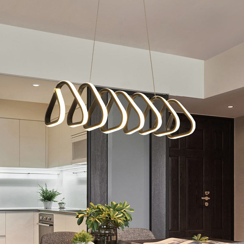 Triangle/Square Dining Room Island Light Metal LED Minimalism Ceiling Hang Fixture in Black