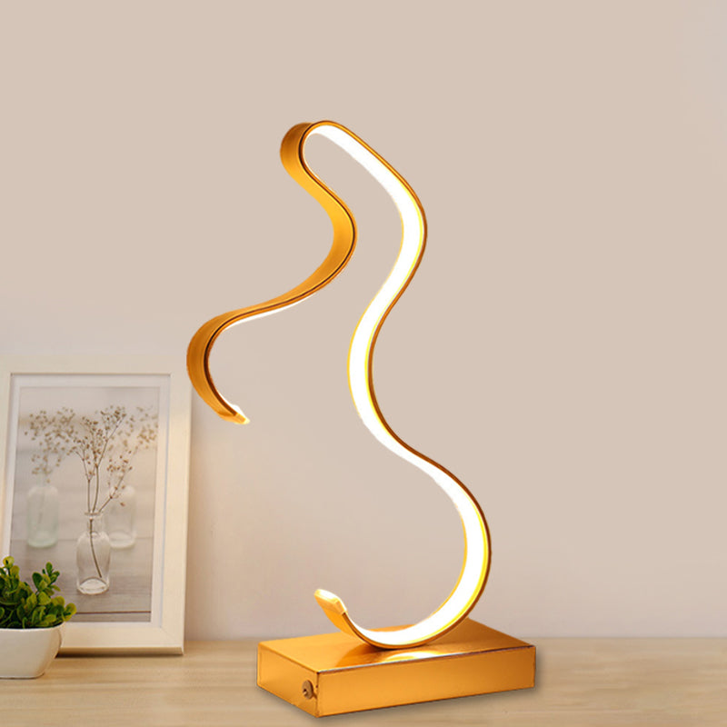 Table de forme à cheval noir / or éclairage à la carte de métal LED moderne Éclairage avec piédestal rectangle