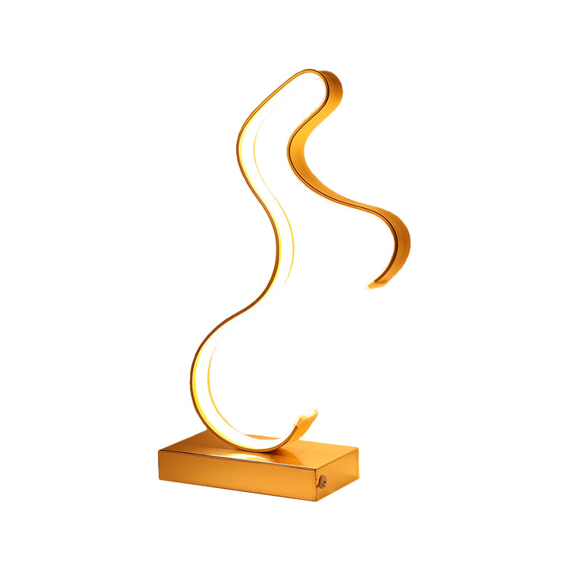 Table de forme à cheval noir / or éclairage à la carte de métal LED moderne Éclairage avec piédestal rectangle