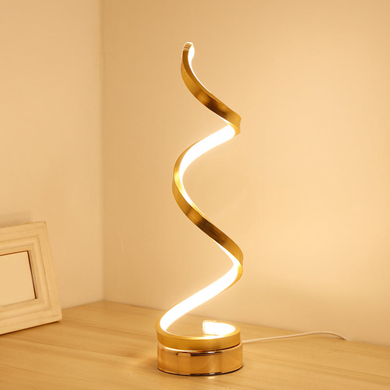 Lampada da tavolo in metallo a spirale Conastro Simplicità Black/White/Gold LED LED ASSIUTTURA CON Piedistallo cerchio in luce calda/bianca