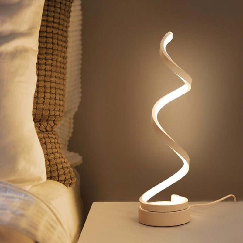 Lampada da tavolo in metallo a spirale Conastro Simplicità Black/White/Gold LED LED ASSIUTTURA CON Piedistallo cerchio in luce calda/bianca