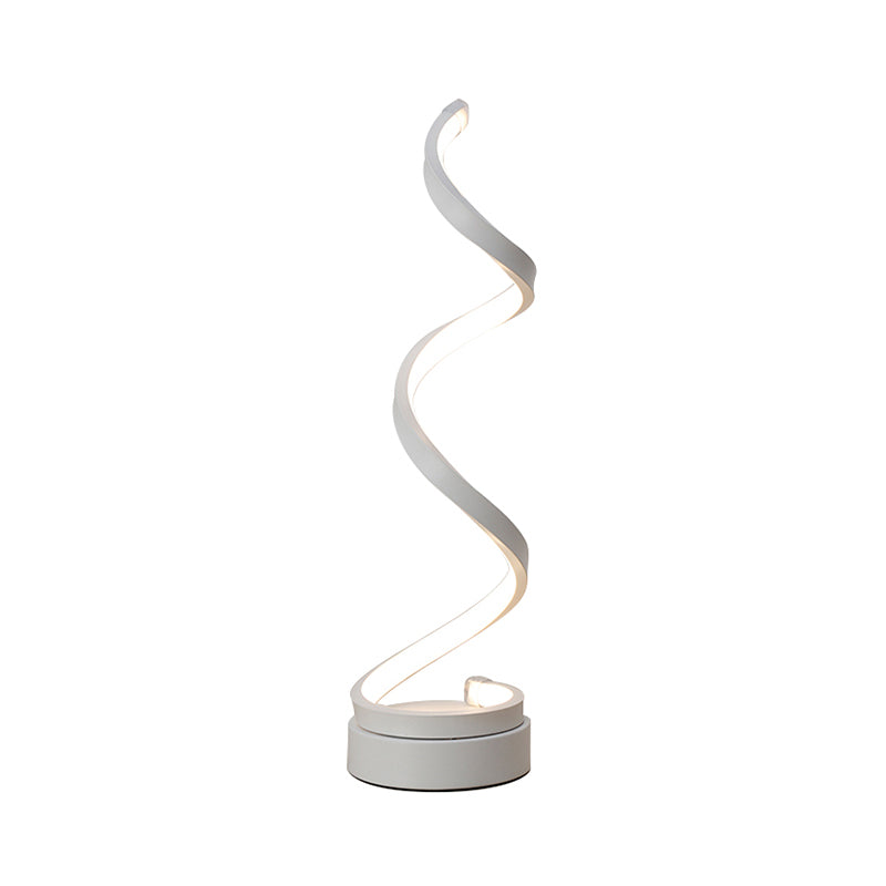 Lámpara de mesa de metal de la cinta espiral simplicidad de tarea LED negro/blanco/dorado con pedestal círculo en luz cálida/blanca