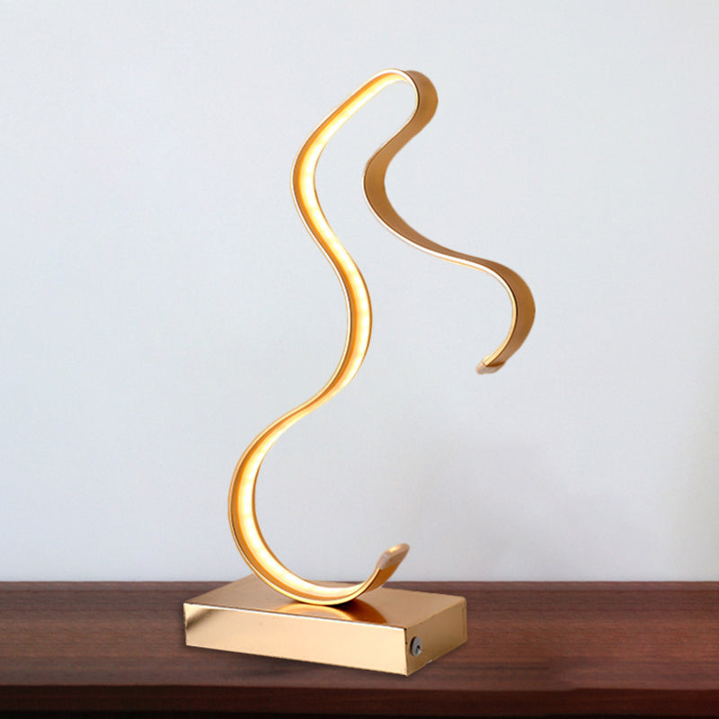 Simplicity Horse Profile Desk Lighting Metal LED Bedroom Nightstand Light with Oblong Pedestal in Black/White/Gold
