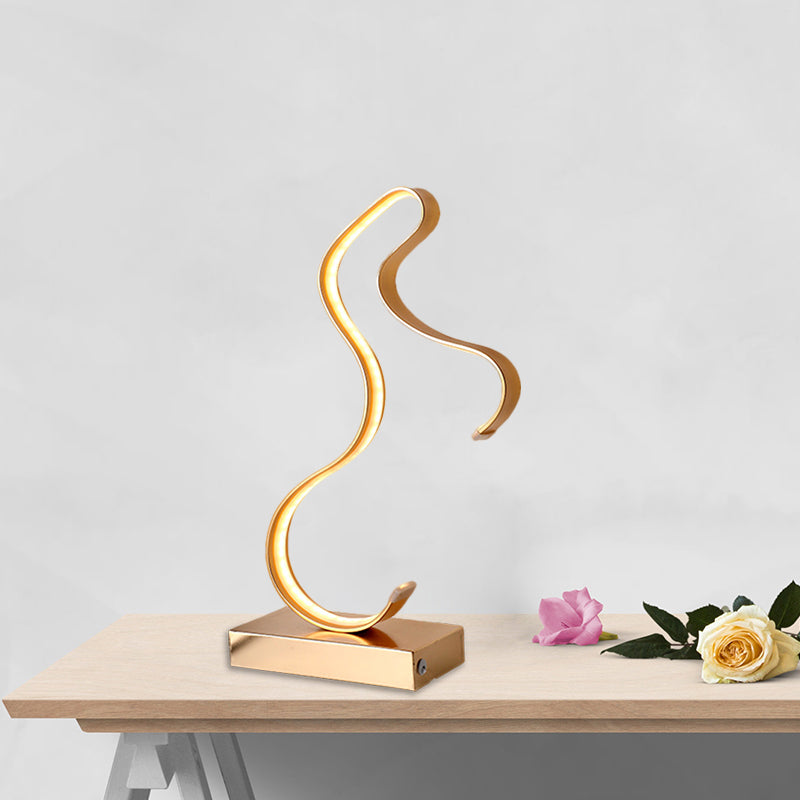 Simplicity Horse Profile Desk Lighting Metal LED Bedroom Nightstand Light with Oblong Pedestal in Black/White/Gold