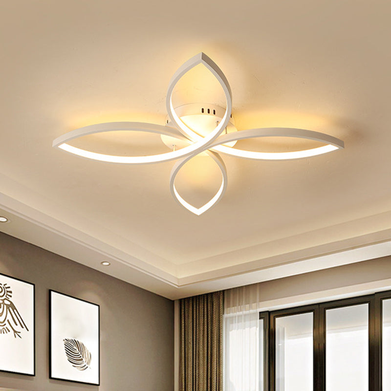 Modern Petal Semi Flush Light Metal 23"/29"/35.5" Wide LED Bedroom Close to Ceiling Lamp in Warm/White Light