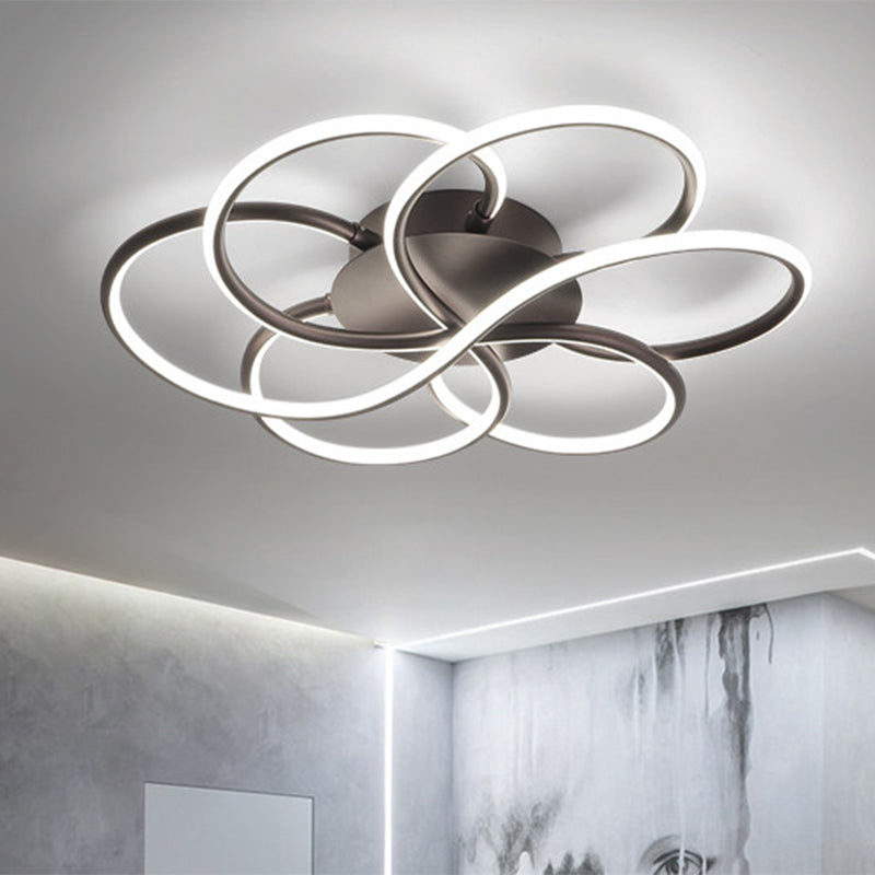 Aluminum Blossom Ceiling Flush Light Modern Brown LED Flushmount Lighting for Hotel