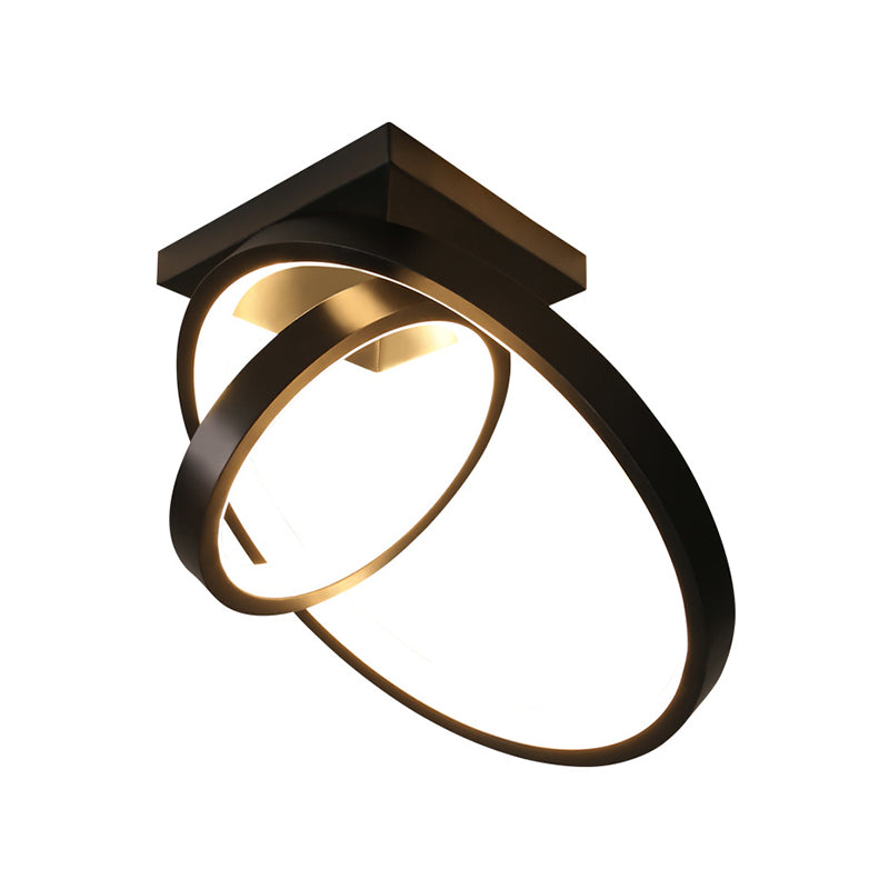 Dual Rings Balcony Massimale Montaggio Lampada Metallo Minimalismo LED Flush Light in Warm / White Light, Nero / Bianco