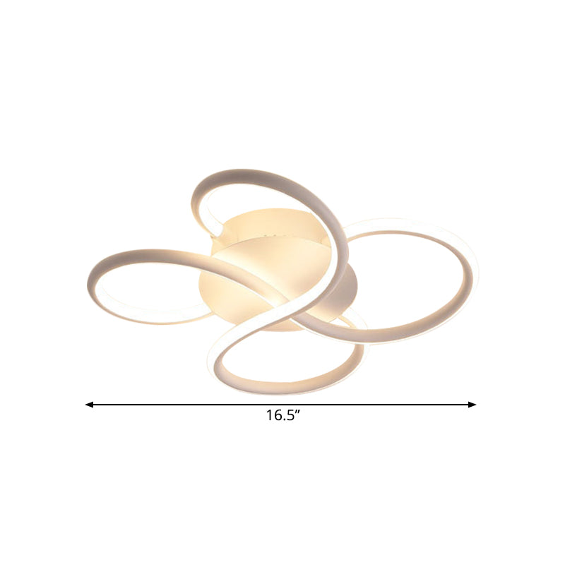 White Flower-Like Flush Mount Lamp Minimalism Metallic LED Ceiling Light Fixture for Bedroom