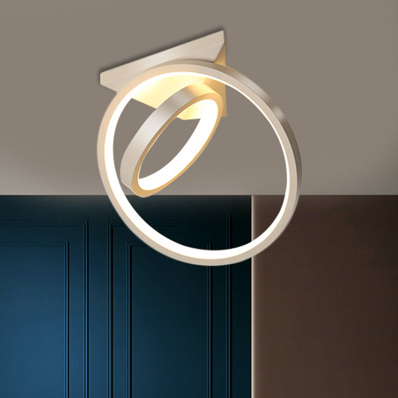 Circles Flush Lamp Fixture Simplicity Metallic Black/White LED Ceiling Flush Mount in Warm/White Light