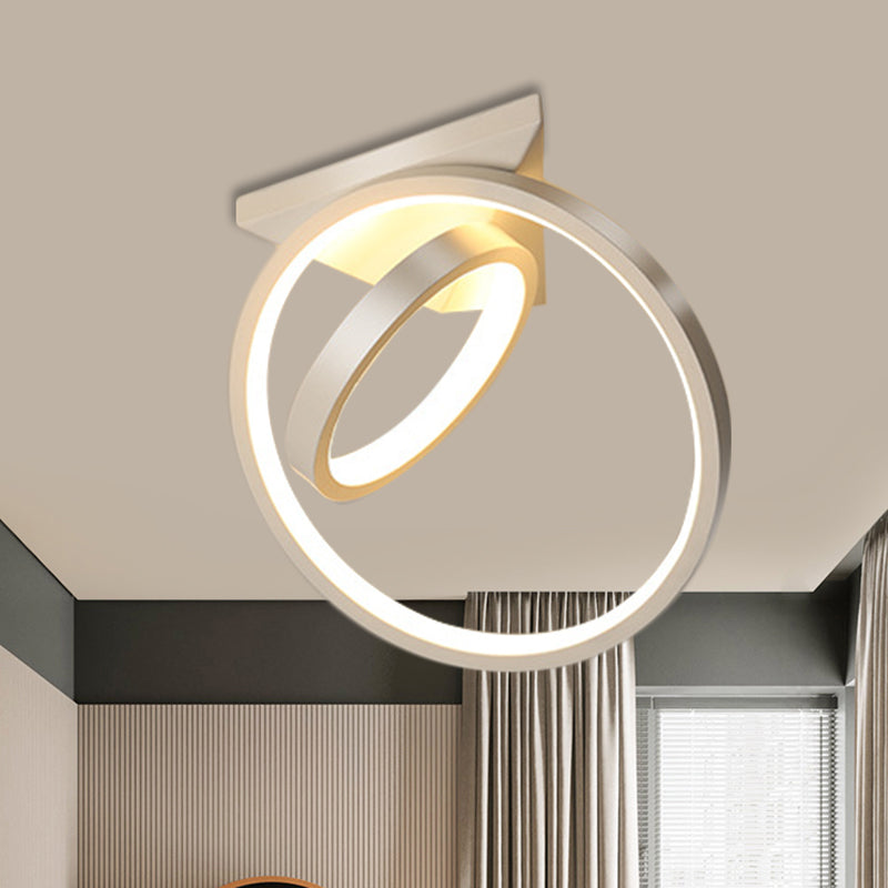 Circles Flush Lamp Fixture Simplicity Metallic Black/White LED Ceiling Flush Mount in Warm/White Light