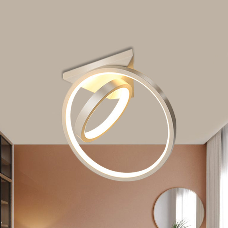 Circles Flush Lamp Fixture Simplicity Metallic Black/White LED Ceiling Flush Mount in Warm/White Light