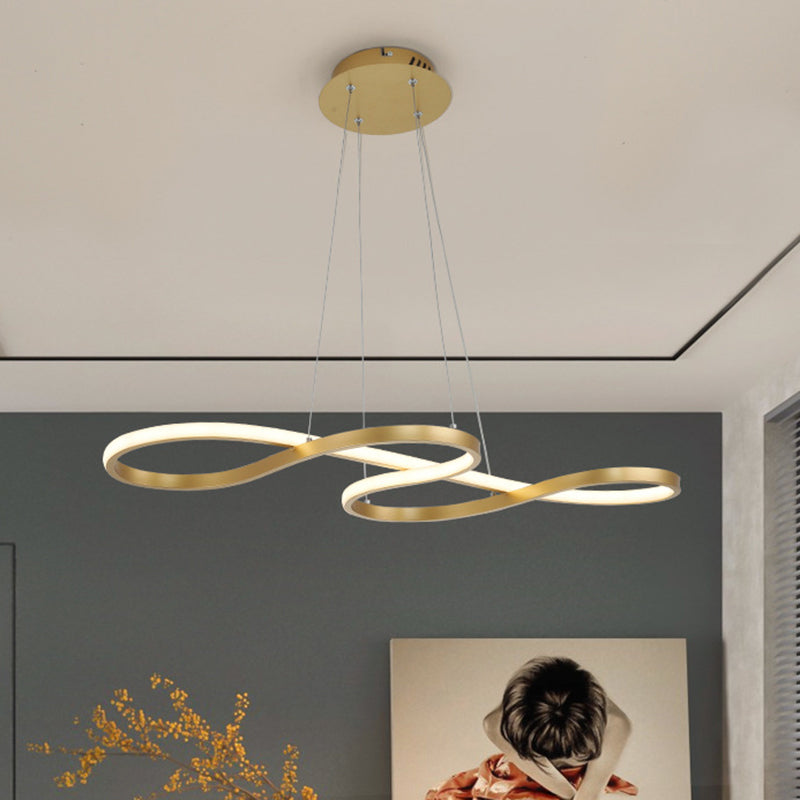 Lampada del lampadario a twining metallico Simplicità Black/White/Gold LED Apparecchiatura a sospensione in luce calda/bianca