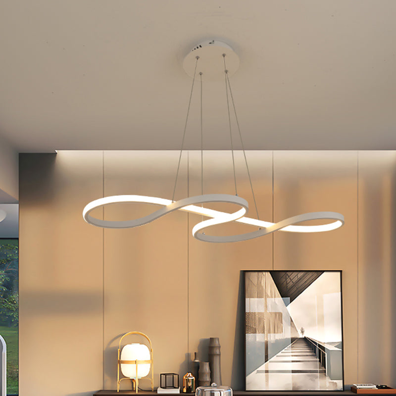 Lampada del lampadario a twining metallico Simplicità Black/White/Gold LED Apparecchiatura a sospensione in luce calda/bianca