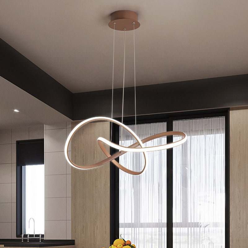 Lampadino a soffitto metallizzato a soffitto metallico contemporaneo da 21 "/25" lampada a sospensione marrone a LED in luce calda/bianca