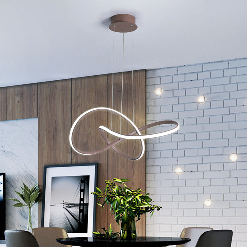 Lampadino a soffitto metallizzato a soffitto metallico contemporaneo da 21 "/25" lampada a sospensione marrone a LED in luce calda/bianca