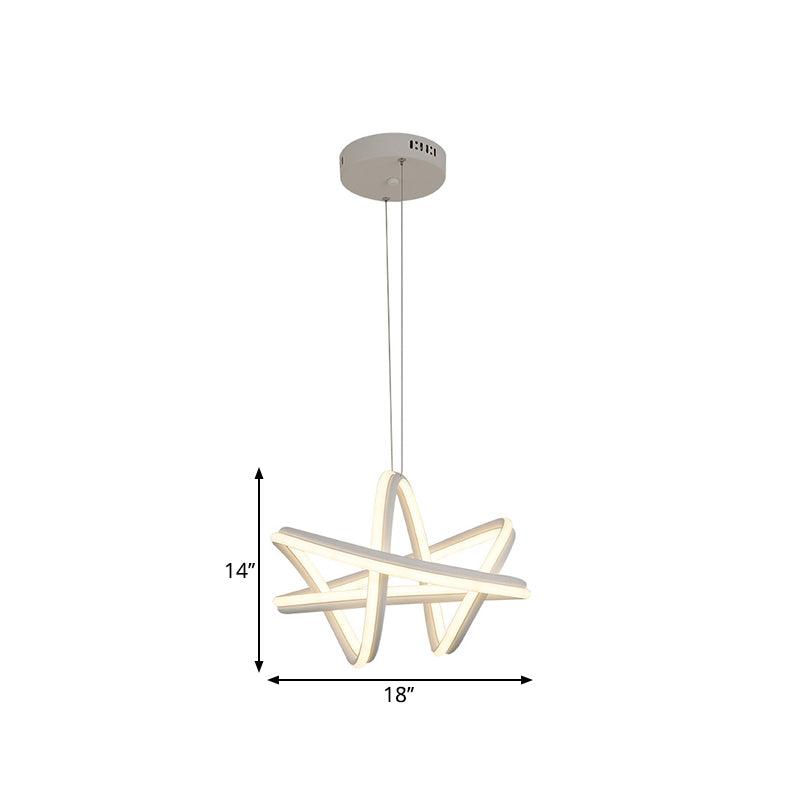 Wit Twisted Linear Hanging Lamp Kit Eenvoudig LED -metalen plafond kroonluchter in warm/wit licht
