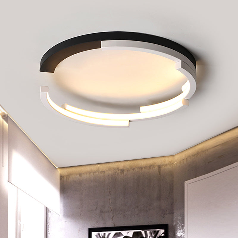 C-Shaped Living Room Flush Ceiling Light Acrylic 16"/19.5" Wide LED Minimalist Flushmount in Black, White/3 Color Light