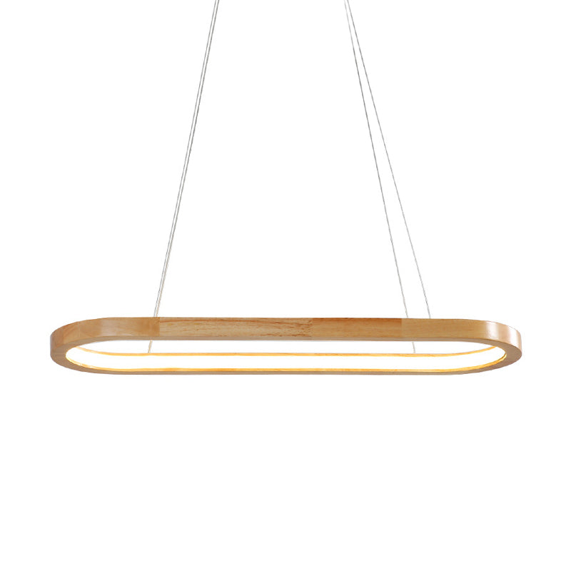 Ellipse Restaurant Island Ciondolo Wood 27,5 "/35,5" Long LED SEMPLICITY Apparecchiatura a sospensione in beige