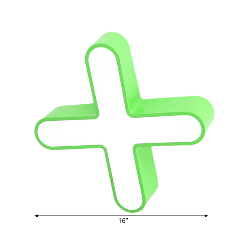 Nordic LED Flushmount Lighting Red/Blue/Green Mathematical Notation Ceiling Lamp with Metal Shade