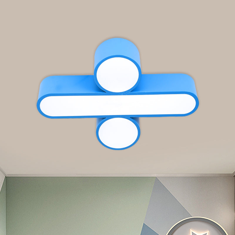 Nordic LED Flushmount Lighting Red/Blue/Green Mathematical Notation Ceiling Lamp with Metal Shade