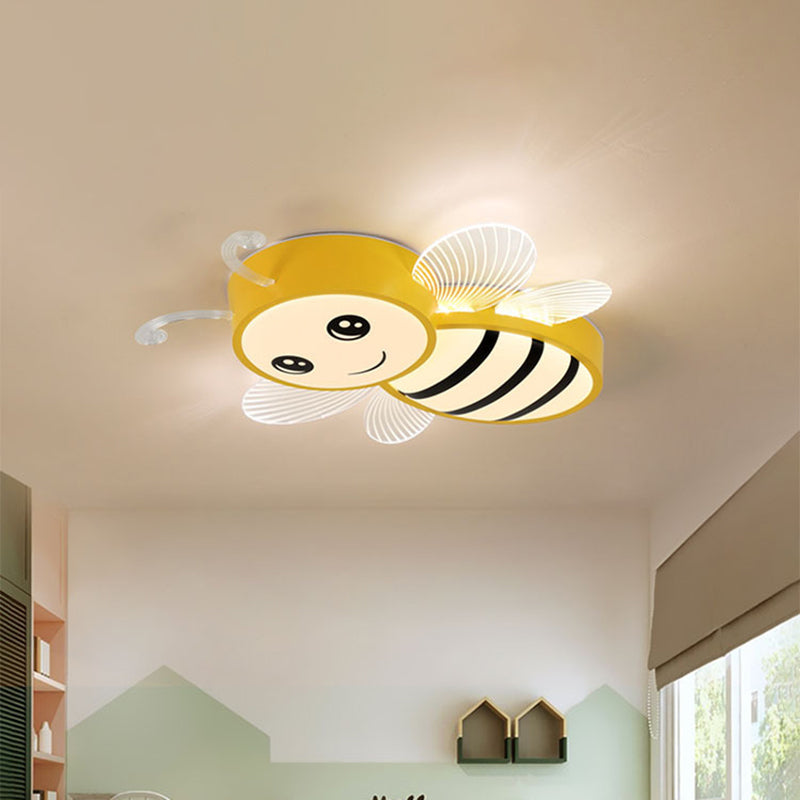 Bee Inbouwarmatuur Kinderkunststof Roze/Geel/Blauw LED Dicht bij plafondlamp voor kinderslaapkamer