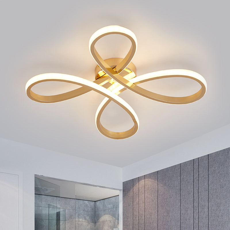Chinois Knot Ceiling Flush Mount Modernism DEL Gold Semi Flush Lamp in Warm / White Light, 19.5 "/25.5" Wide