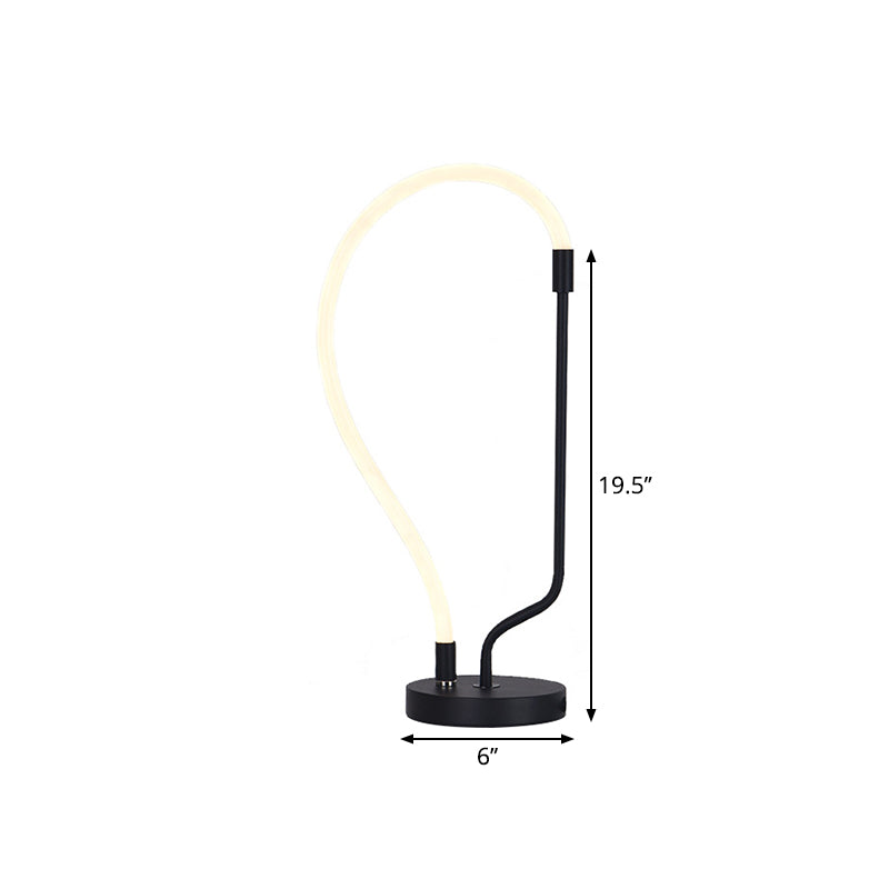 LED Bedside Desk Lighting Modernist Black Nightstand Light with Gooseneck Plastic Shade